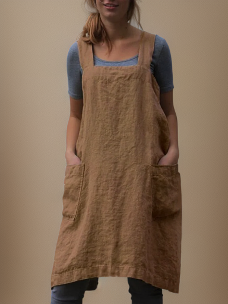 Airy Apron Dress with Pockets for Women