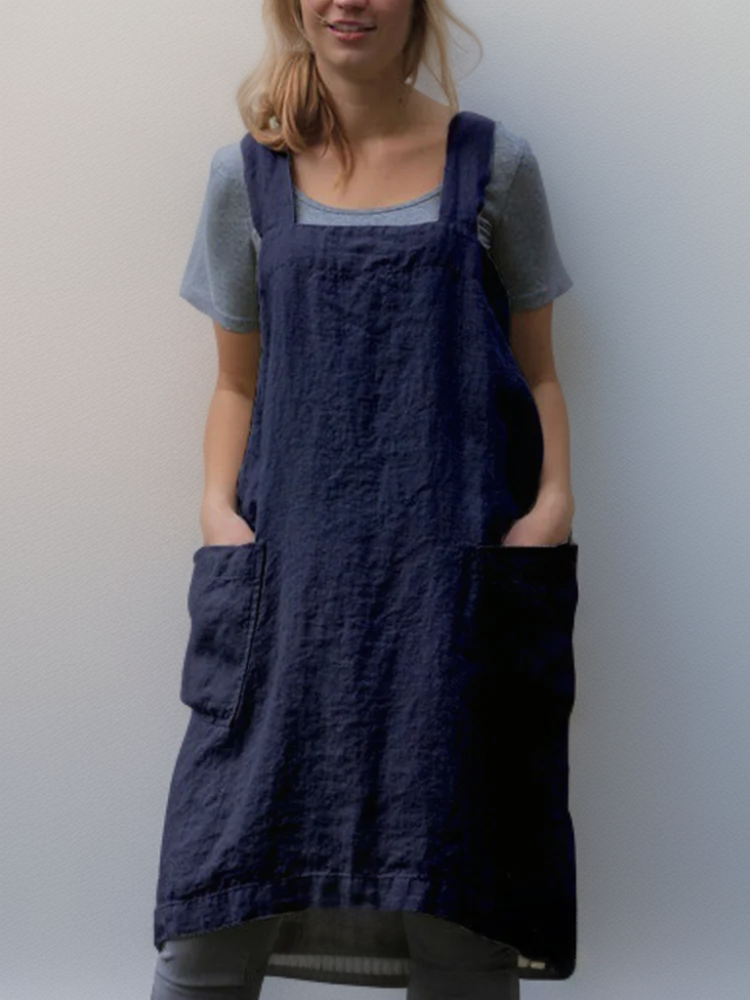 Airy Apron Dress with Pockets for Women