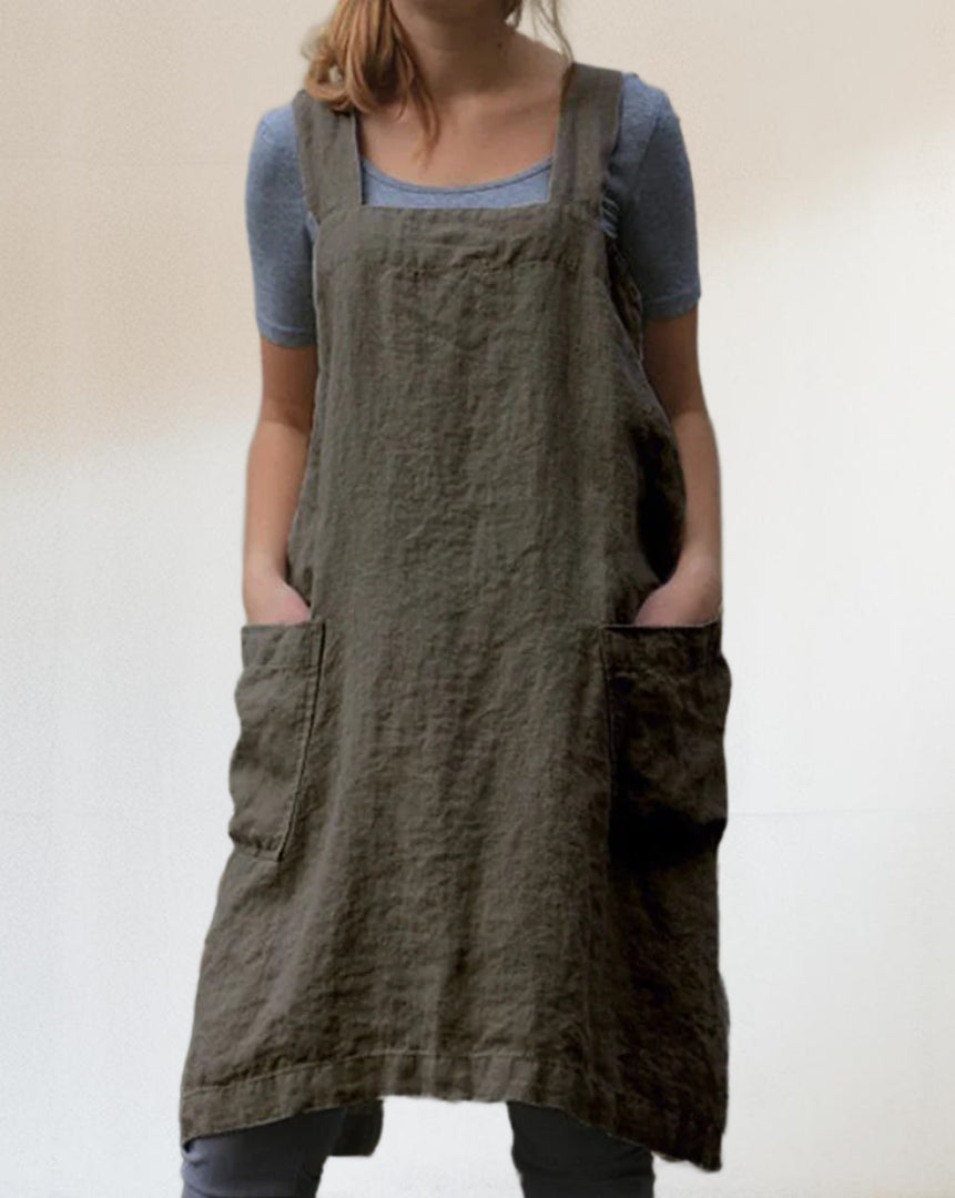 Airy Apron Dress with Pockets for Women