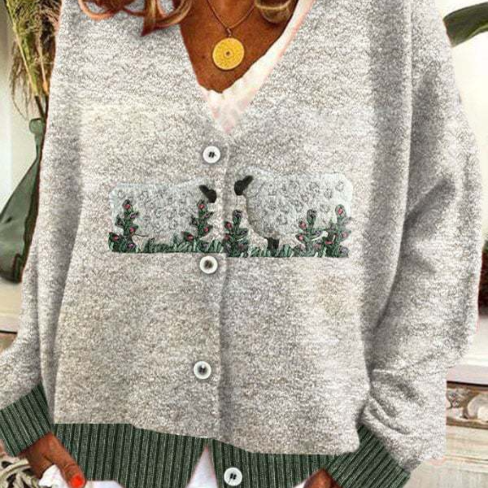 Vintage Pattern Knit Sweater for Women