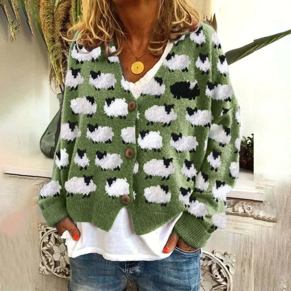 Vintage Pattern Knit Sweater for Women