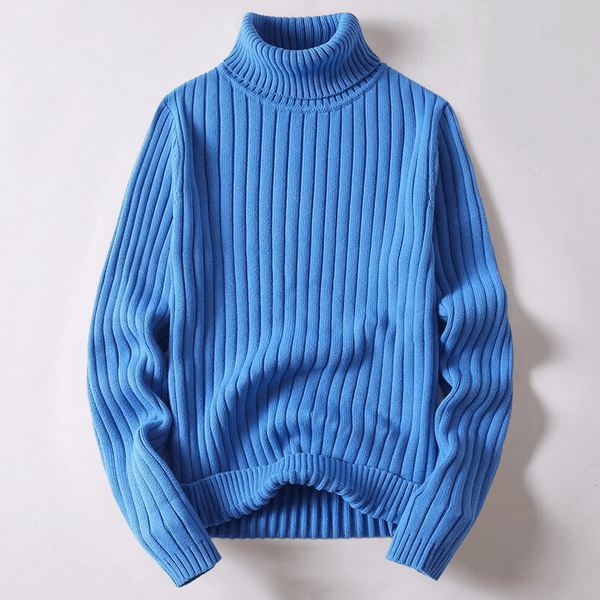 Wool Turtleneck Sweater with Ribbed Design