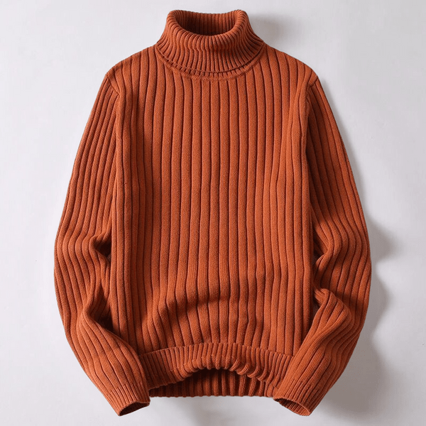 Wool Turtleneck Sweater with Ribbed Design