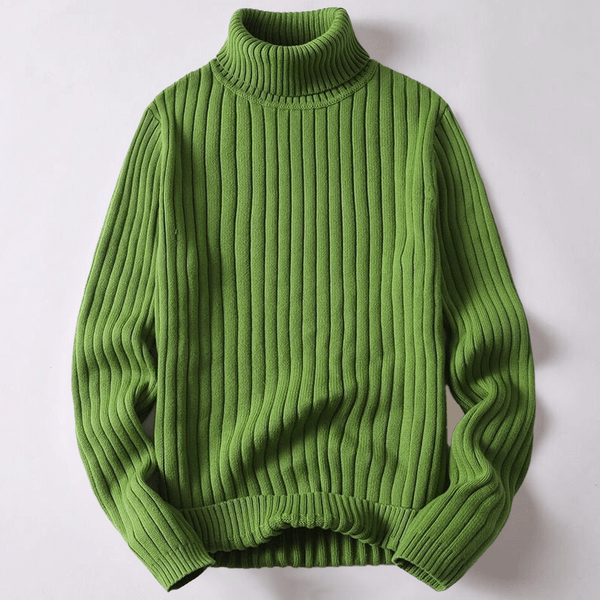 Wool Turtleneck Sweater with Ribbed Design