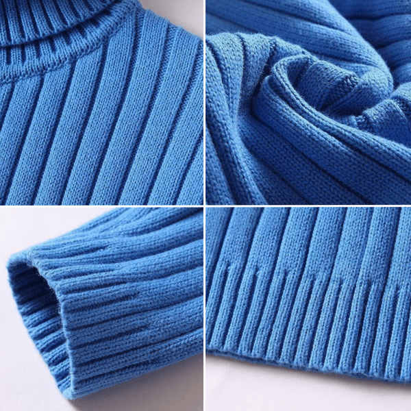 Wool Turtleneck Sweater with Ribbed Design