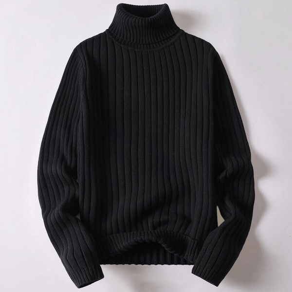 Wool Turtleneck Sweater with Ribbed Design