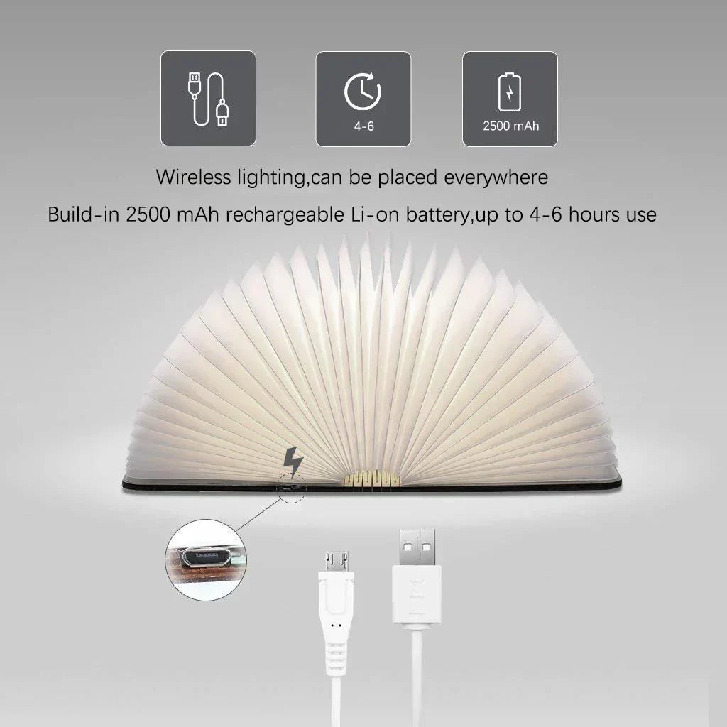Foldable LED Book Table Lamp - USB Rechargeable Touch Control