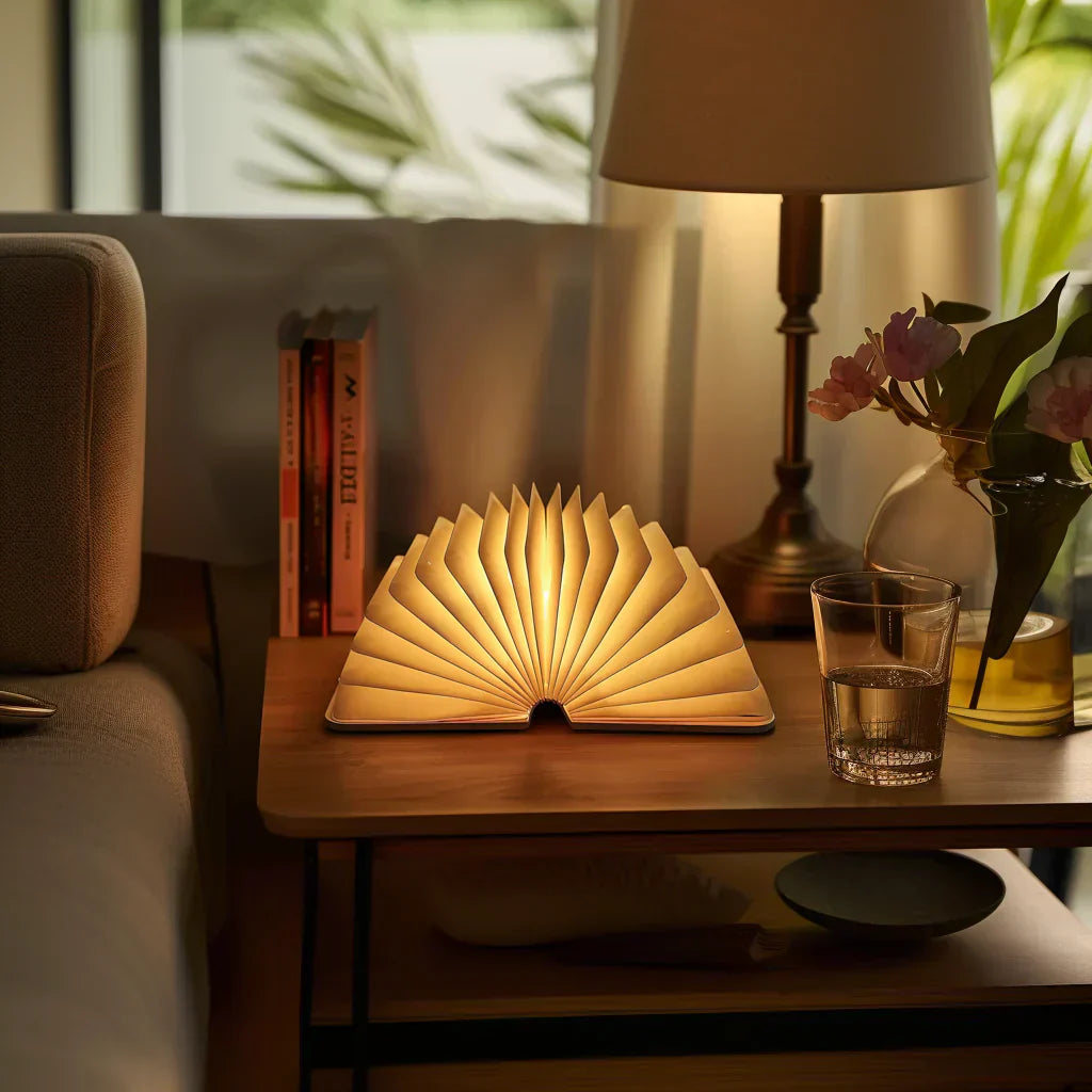 Foldable LED Book Table Lamp - USB Rechargeable Touch Control