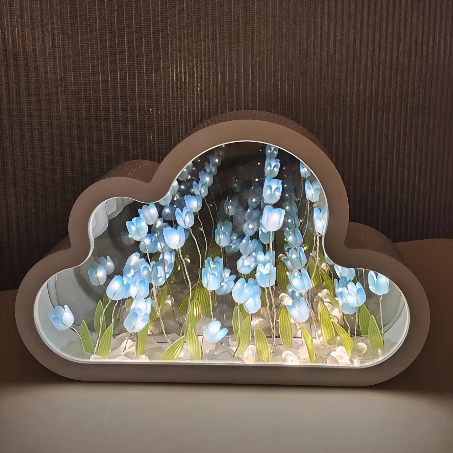 LED Floral Infinity Mirror Table Lamp with Warm White Light
