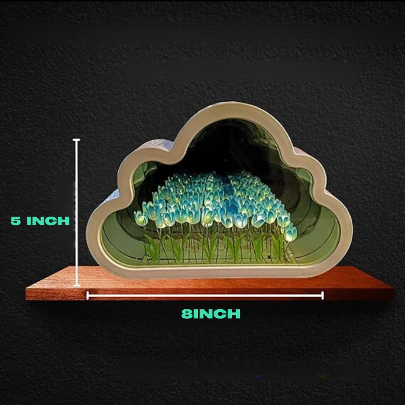 LED Floral Infinity Mirror Table Lamp with Warm White Light