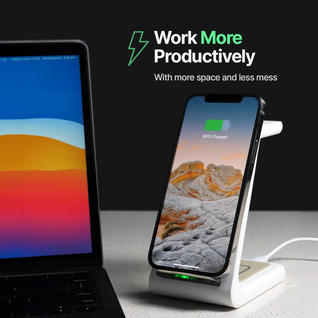 3-in-1 Wireless Charging Station for Phone, Watch, and Headphones