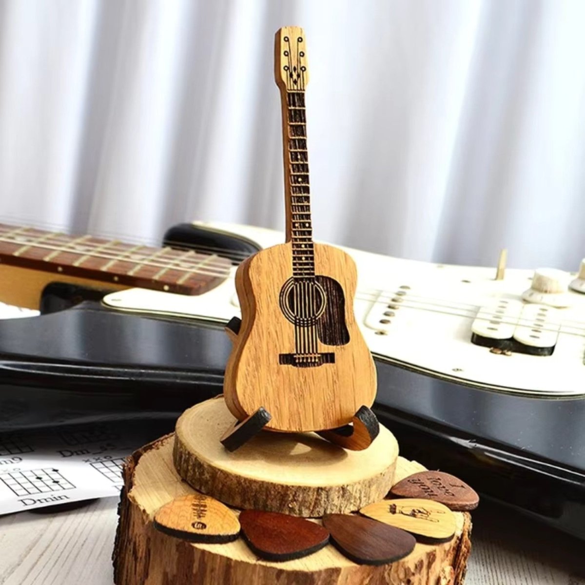 Personalized Engraved Oak Guitar Pick Box