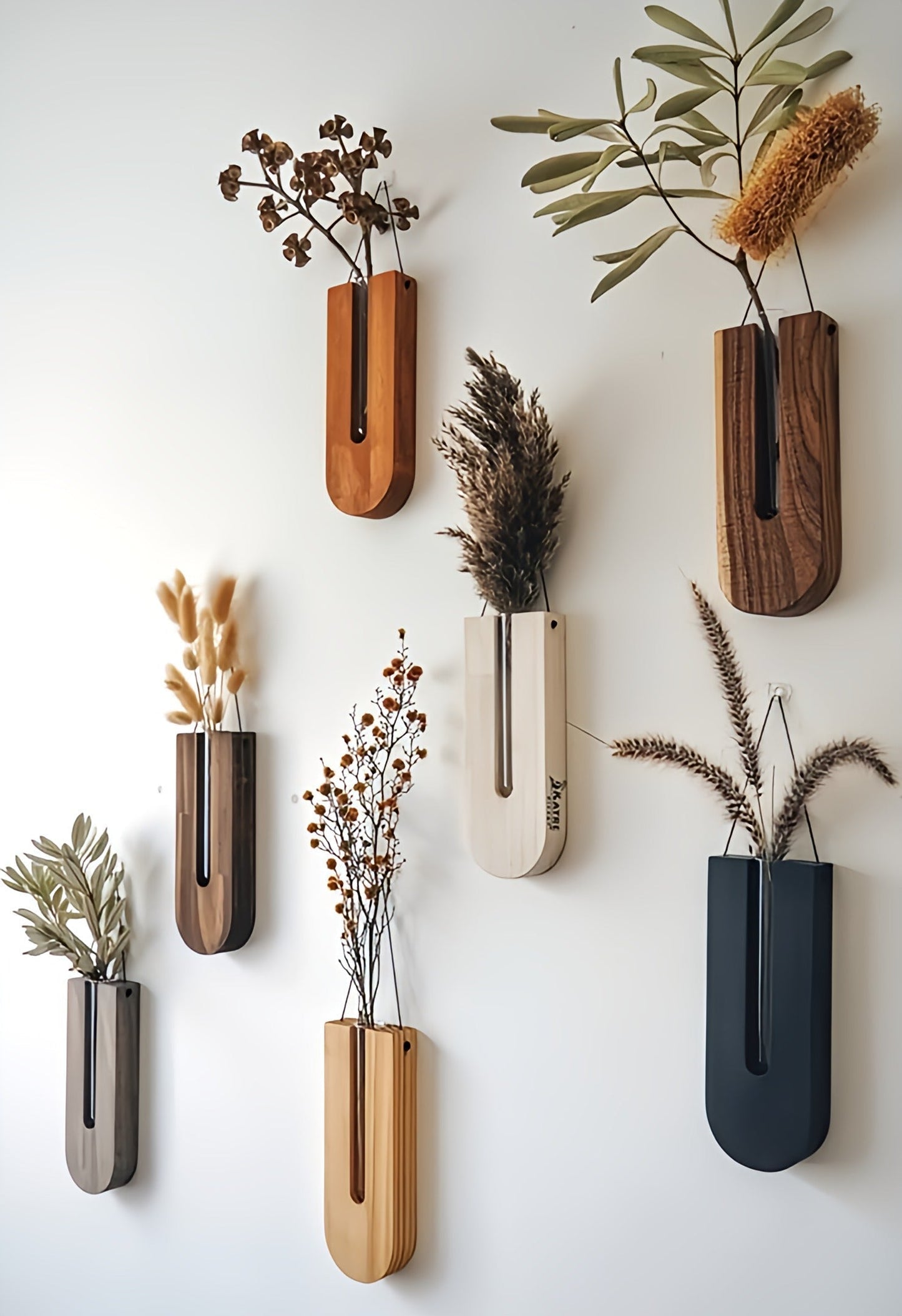 Wooden Wall Plant Holders Set for Vertical Display