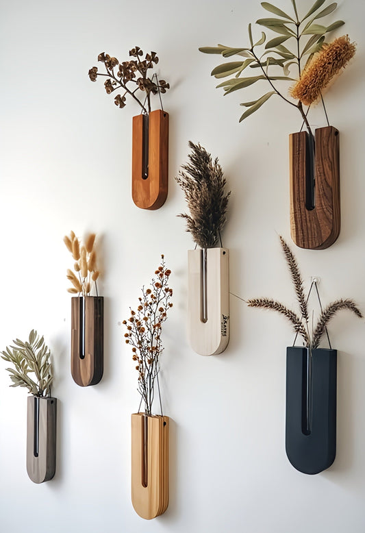 Wooden Wall Plant Holders Set for Vertical Display