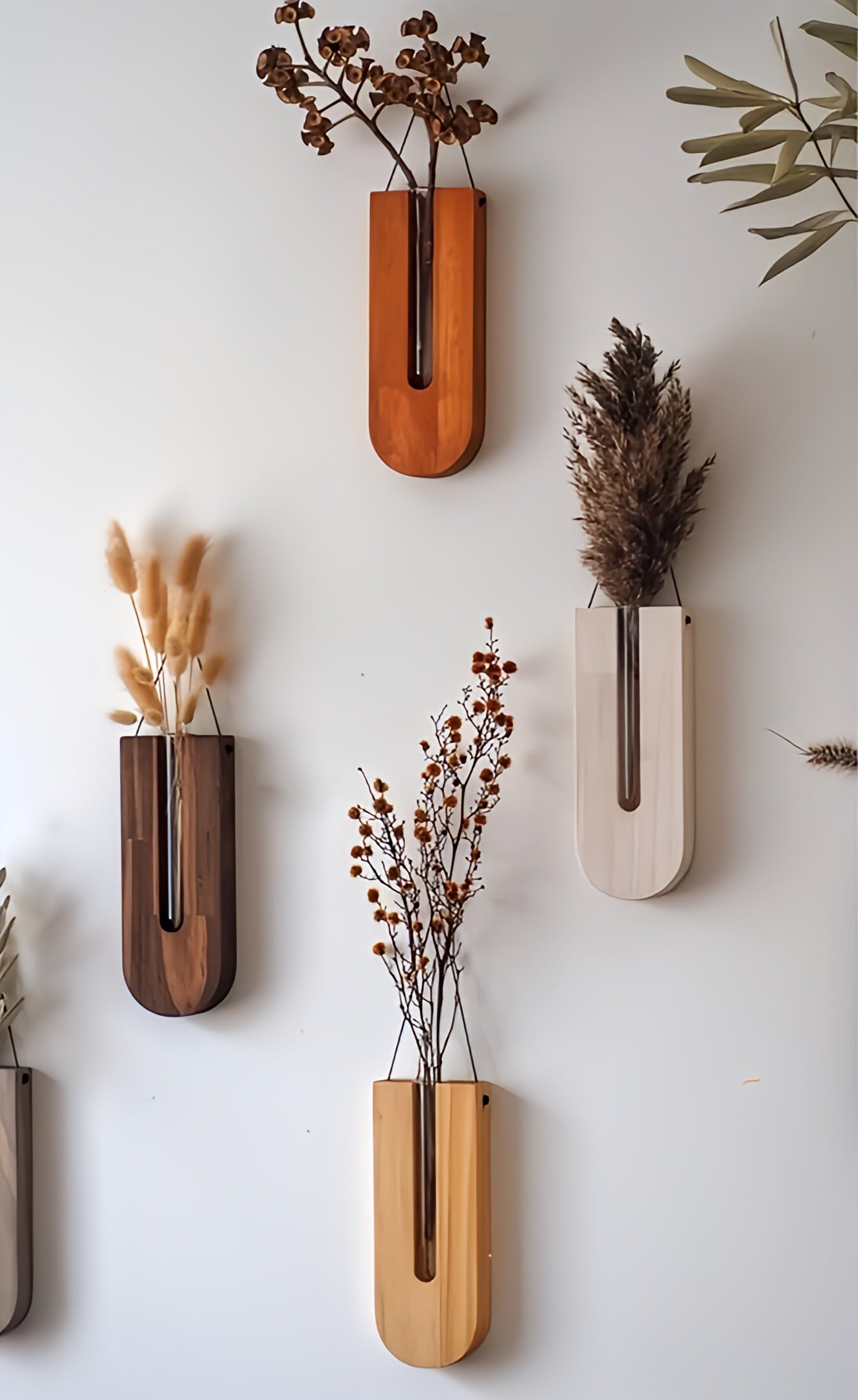 Wooden Wall Plant Holders Set for Vertical Display