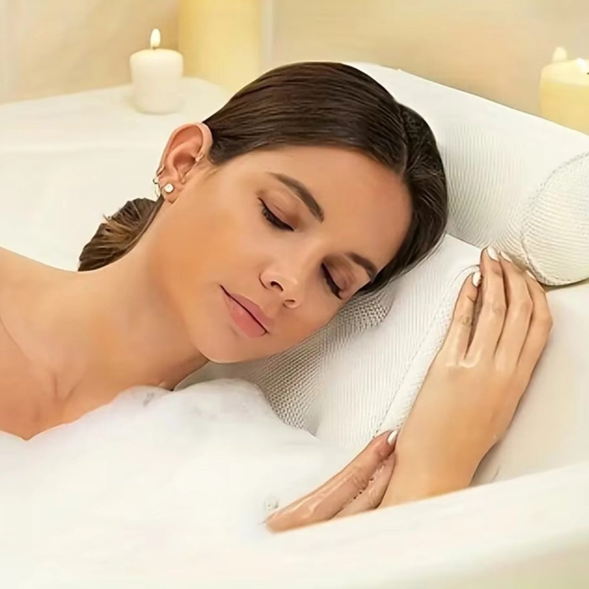 Ergonomic 4D Air Mesh Bath Pillow for Neck and Shoulder Support
