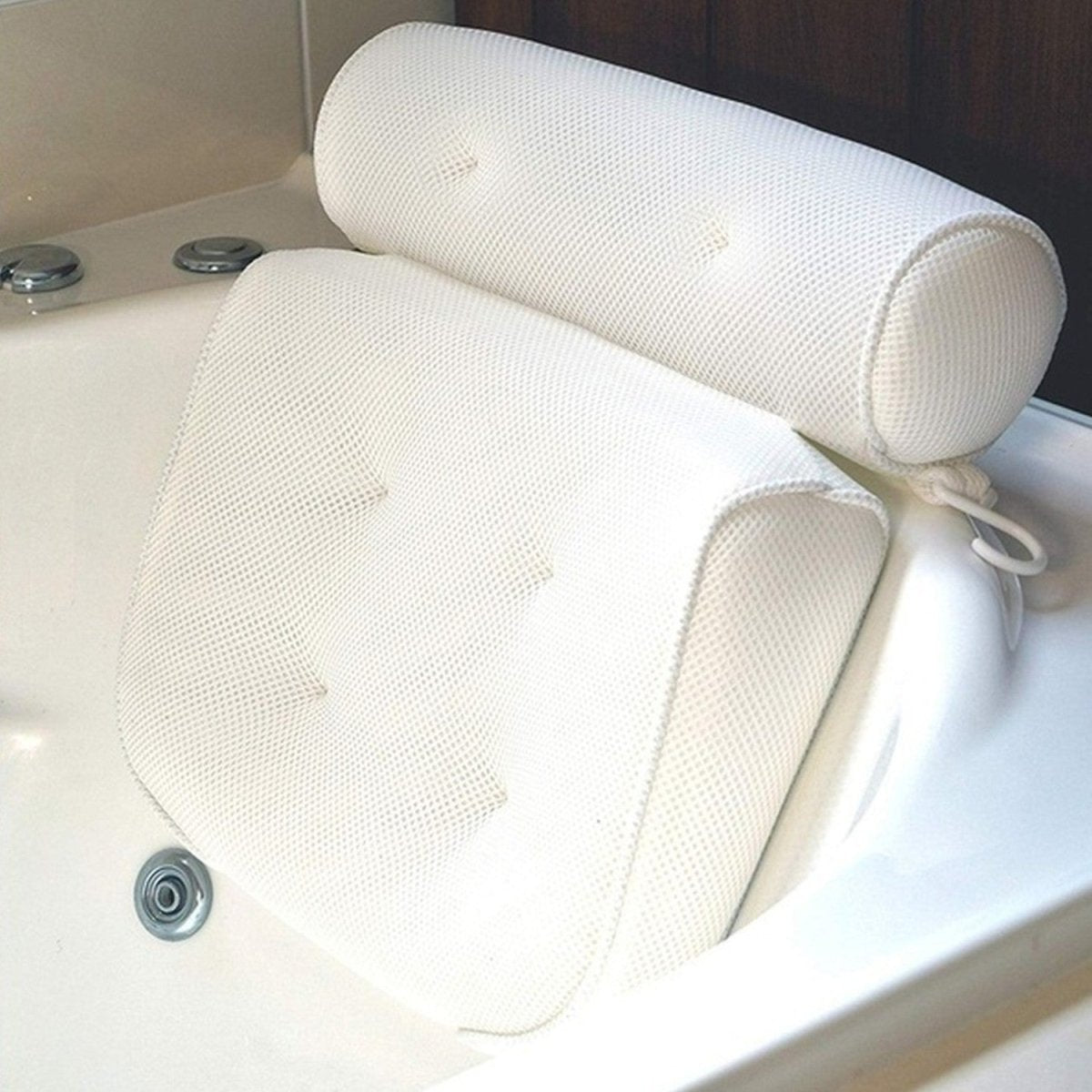 Ergonomic 4D Air Mesh Bath Pillow for Neck and Shoulder Support