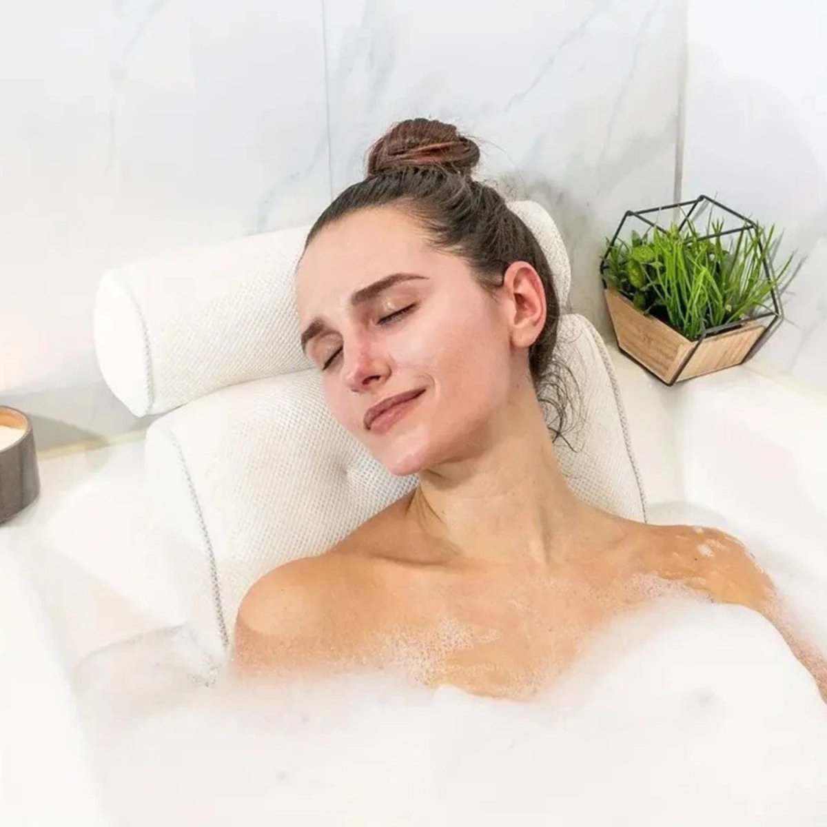 Ergonomic 4D Air Mesh Bath Pillow for Neck and Shoulder Support