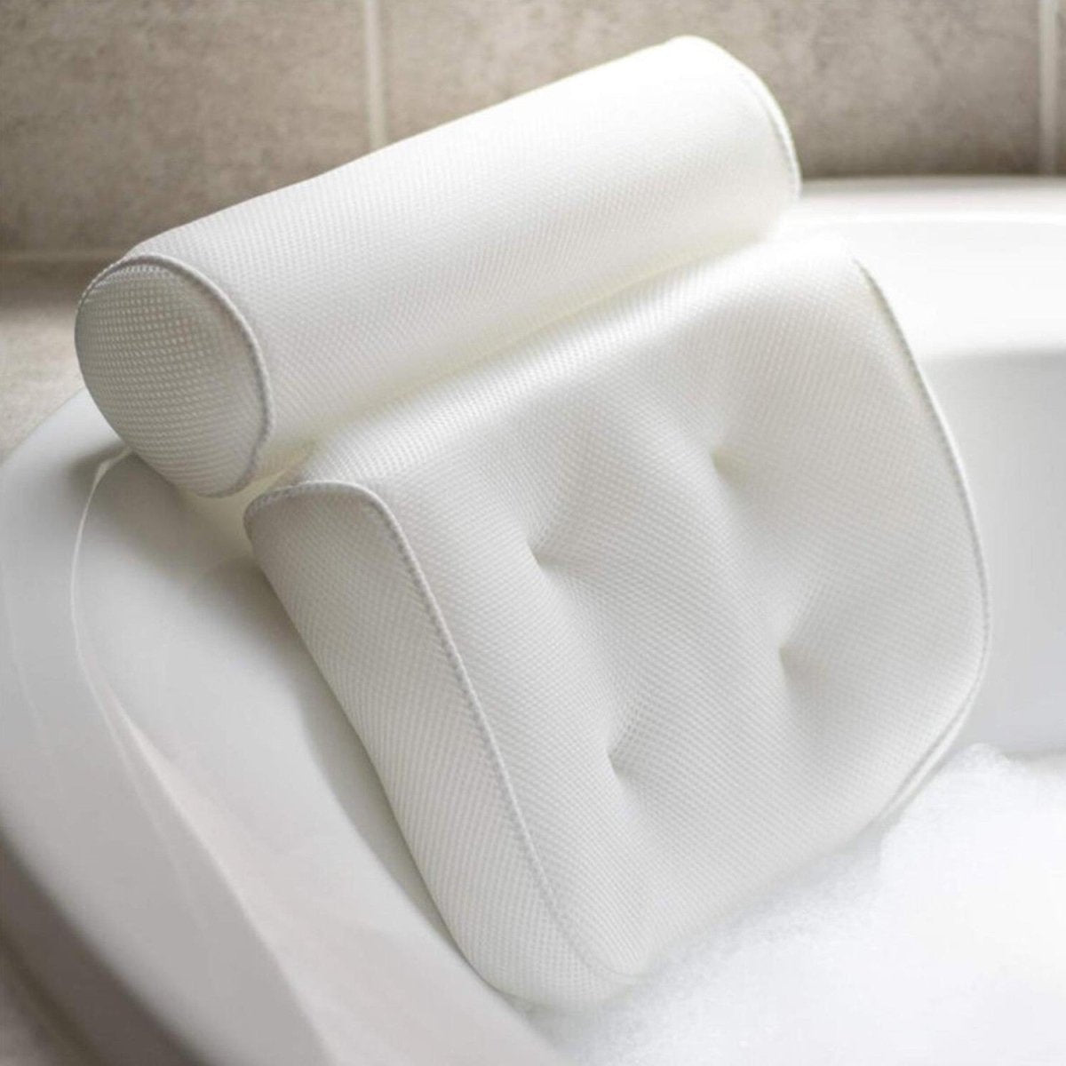 Ergonomic 4D Air Mesh Bath Pillow for Neck and Shoulder Support
