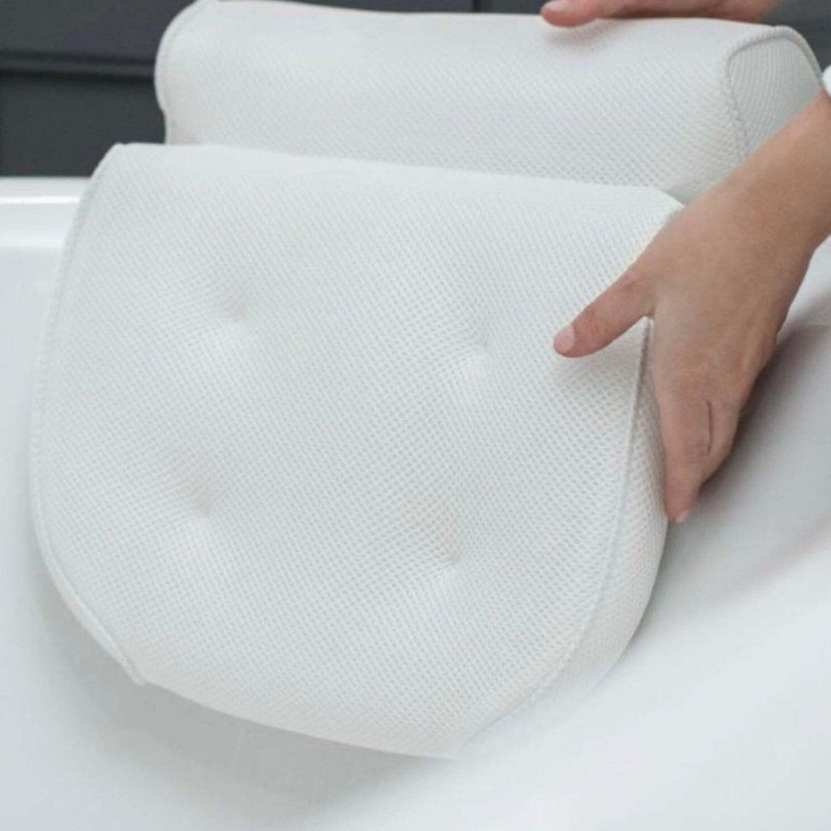 Ergonomic 4D Air Mesh Bath Pillow for Neck and Shoulder Support