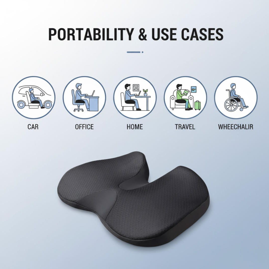 Ergonomic Memory Foam Seat Cushion for Pain Relief and Posture Support