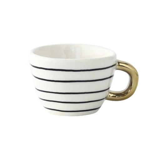 Geometric Ceramic Coffee Mug with Gold Handle