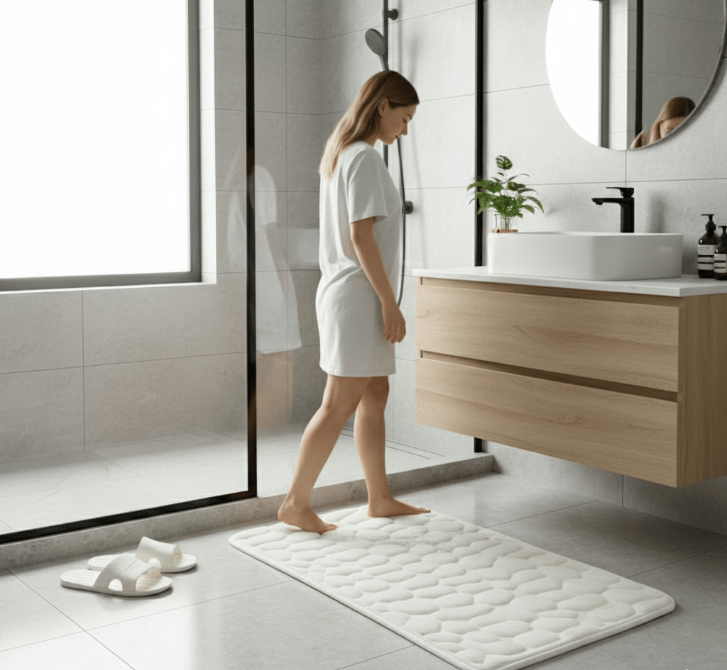 Memory Foam Bath Mat with Non-Slip Backing and Pebble Texture