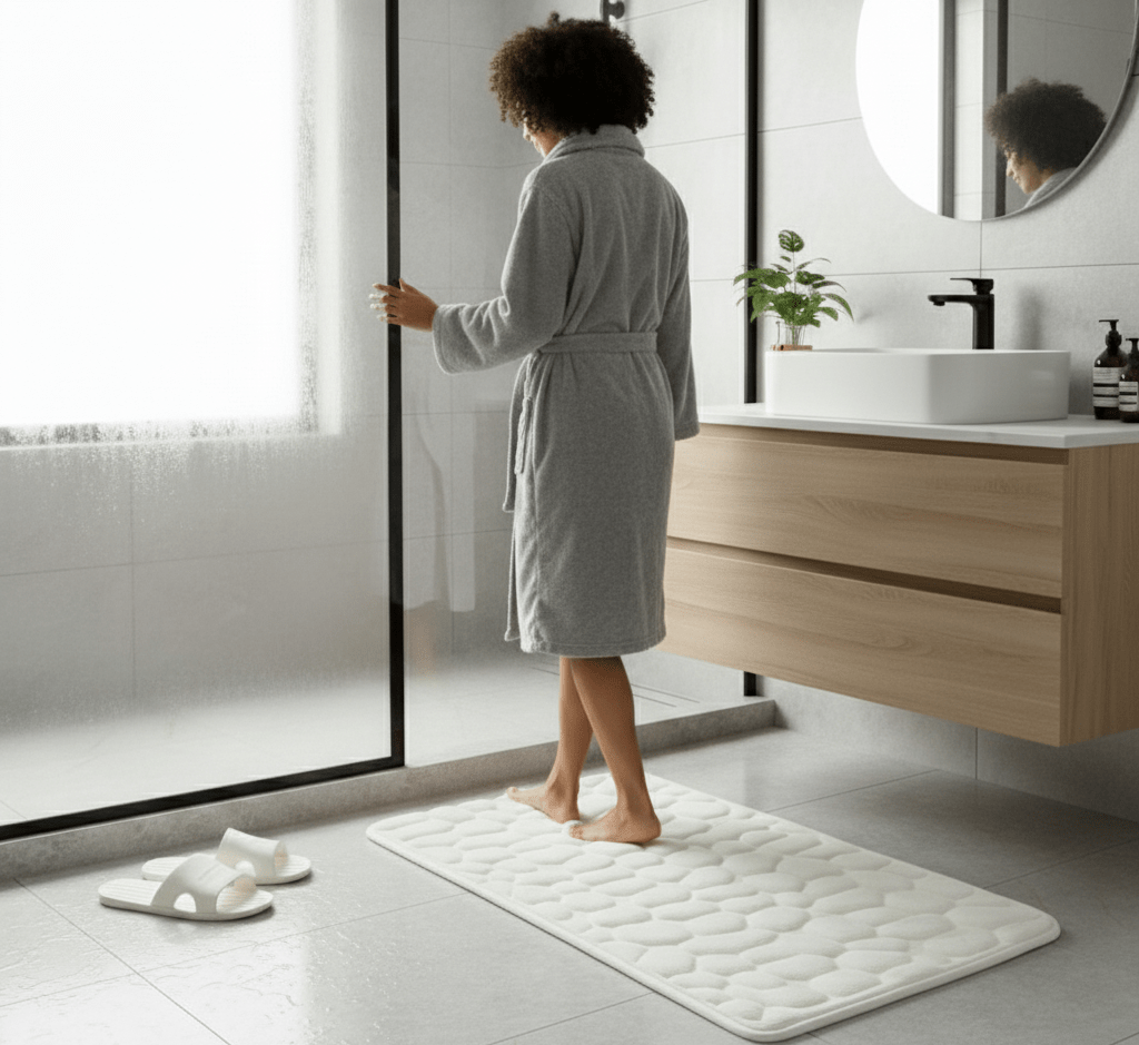 Memory Foam Bath Mat with Non-Slip Backing and Pebble Texture