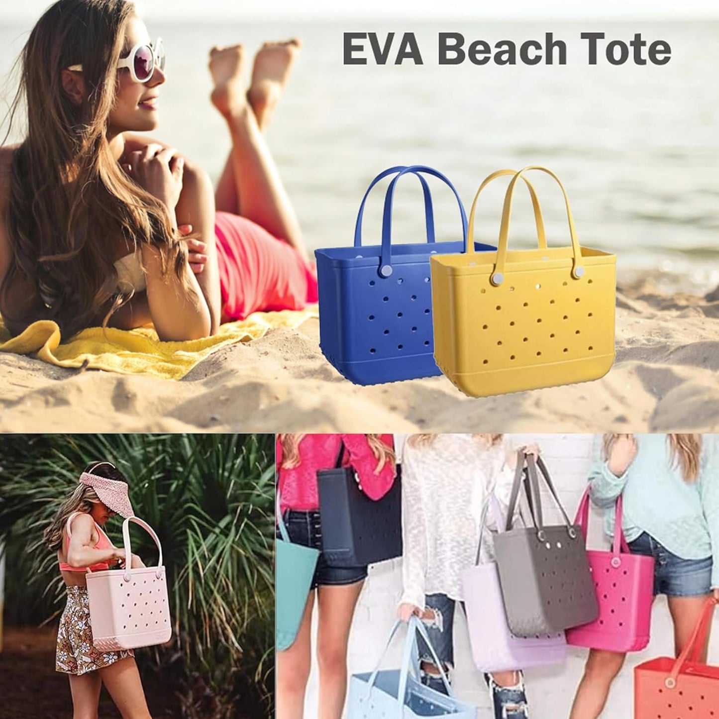 Washable Waterproof EVA Beach Tote Bag with Vent Holes