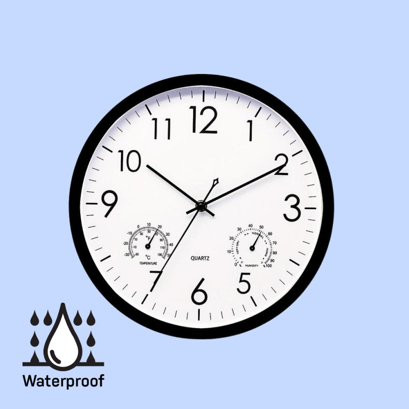 Weather-Resistant Outdoor Wall Clock with Temperature and Humidity Gauge