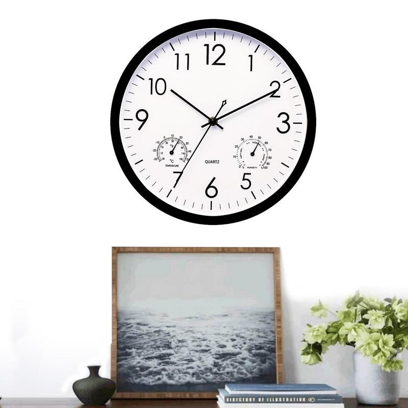 Weather-Resistant Outdoor Wall Clock with Temperature and Humidity Gauge