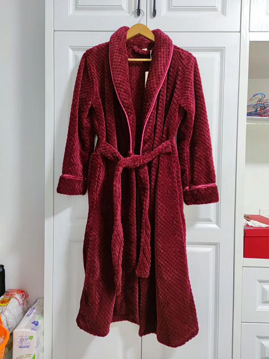 Plush Fleece Shawl Collar Bathrobe with Belt