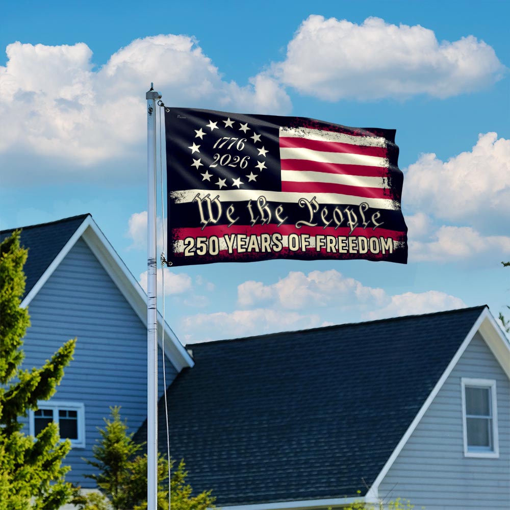 We the People 250 Grommet Flag - Double-Sided Canvas, Patriotic Design
