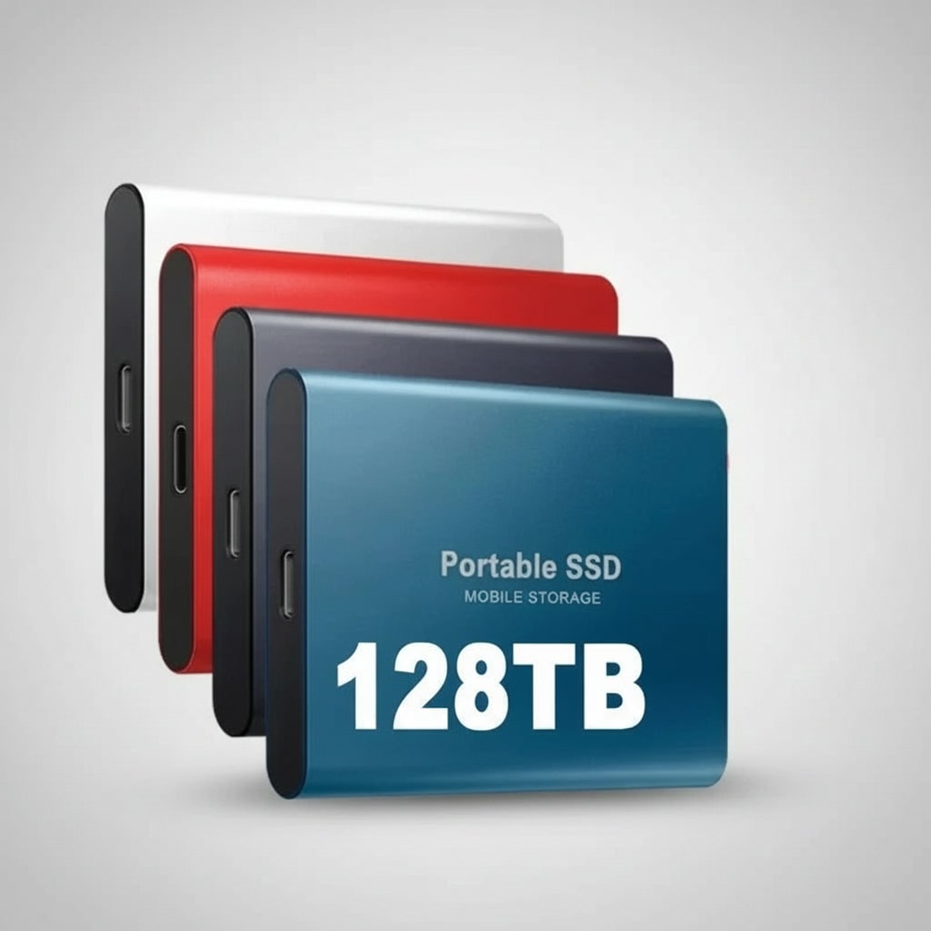 Portable USB-C External SSD 540MB/s - Compact Storage in Black, Blue, Red
