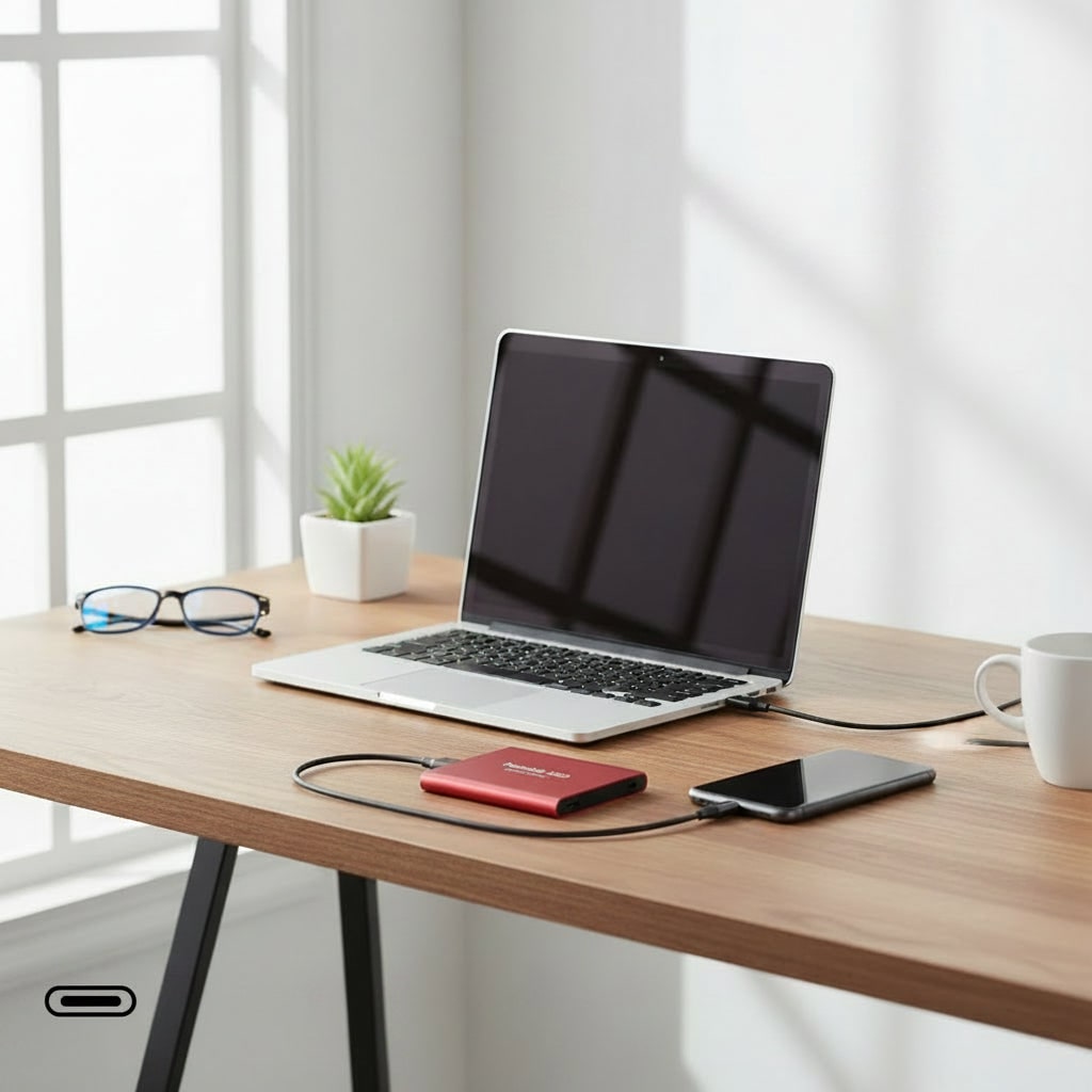 Portable USB-C External SSD 540MB/s - Compact Storage in Black, Blue, Red