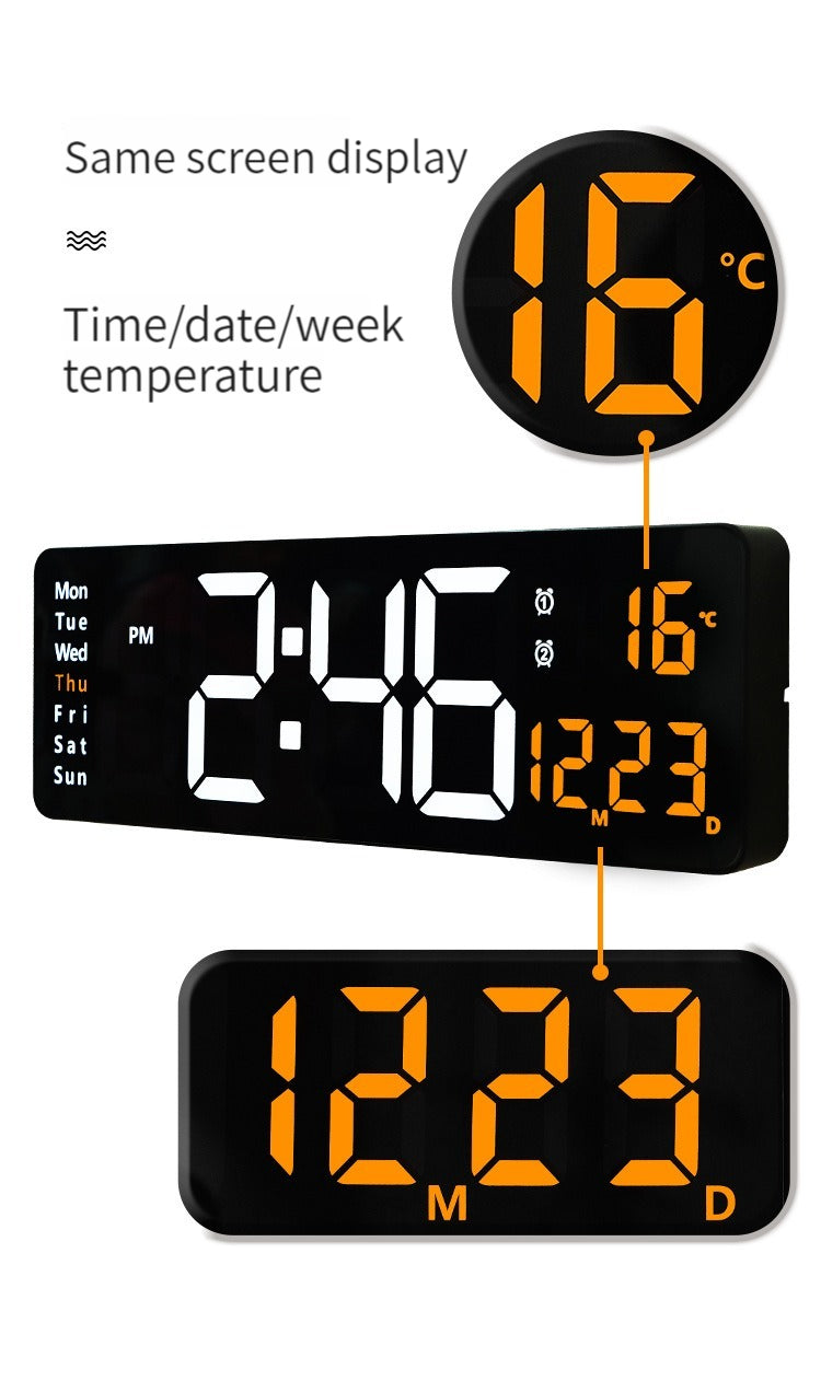 Scandinavian Digital Clock with 16-Inch Display and Remote Control