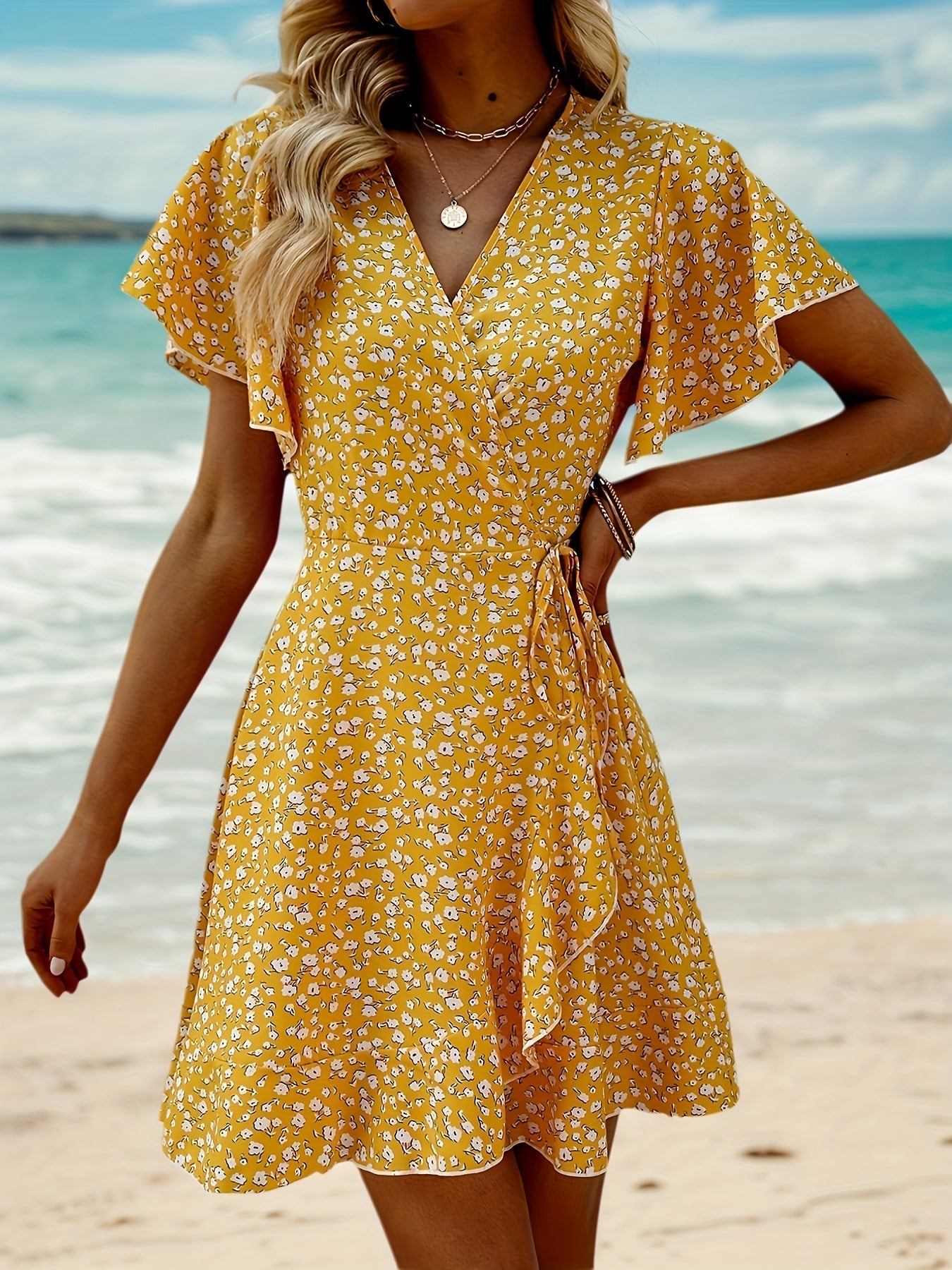 Floral Wrap Summer Dress for Women