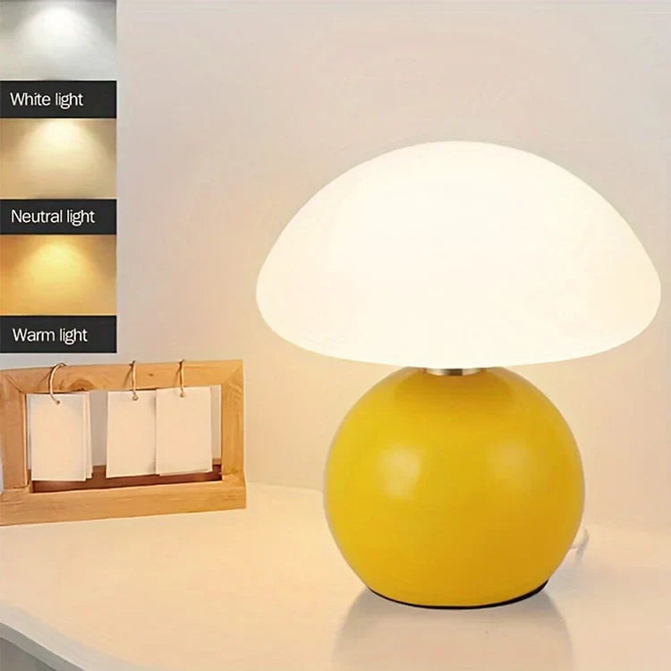 French Cream Mushroom Lamp - Bauhaus Style Ceramic Light