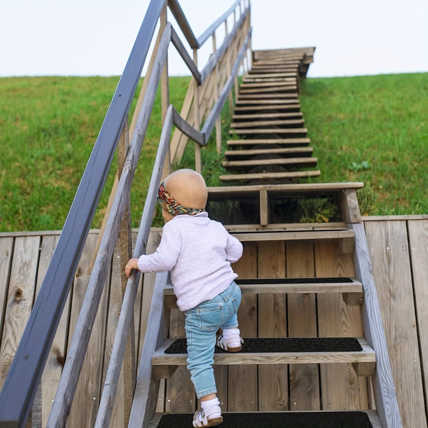 Anti-Slip Rubber Stair Tread Strips 80-Grit for Indoor Outdoor Use