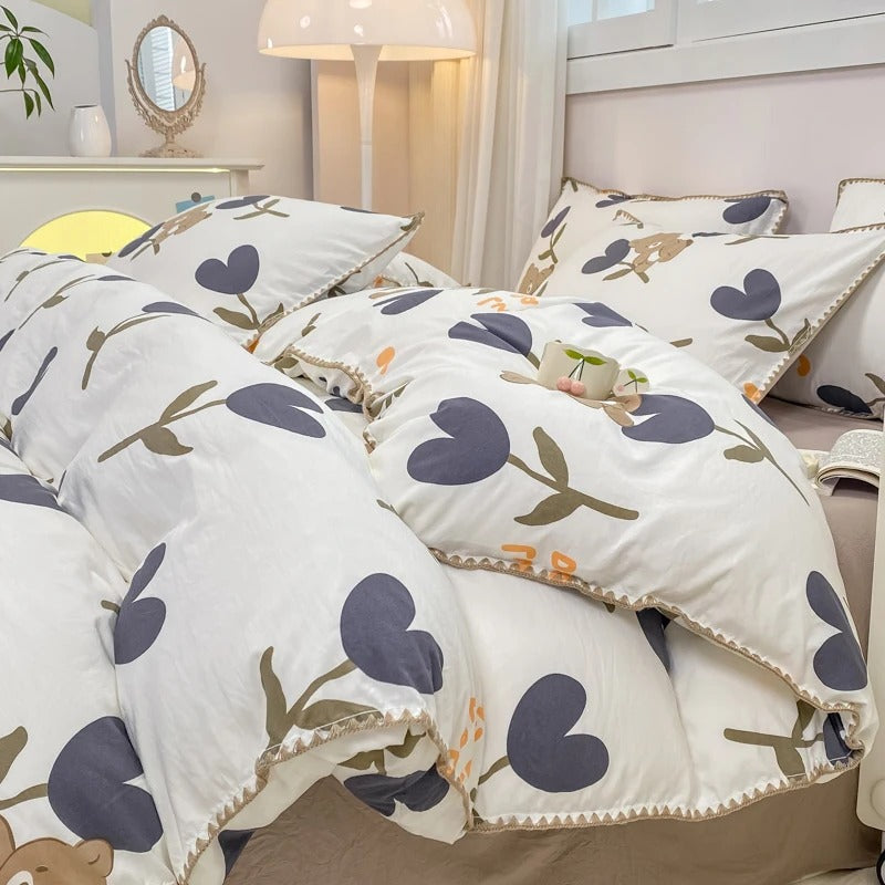 Floral Duvet Cover Bedding Set with Pillowcases