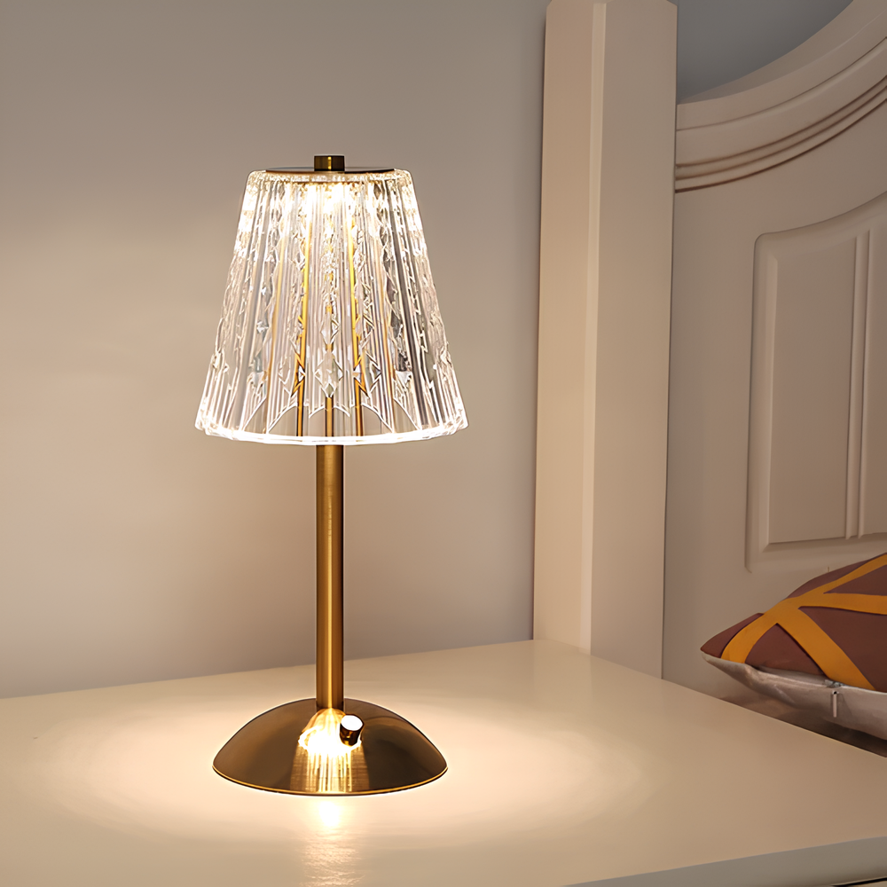 Rechargeable Golden Crystal Table Lamp with Touch Control
