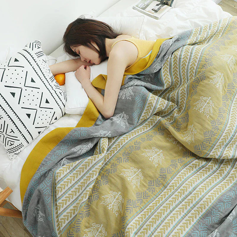 Reversible 100% Cotton Blanket for Cozy Layering