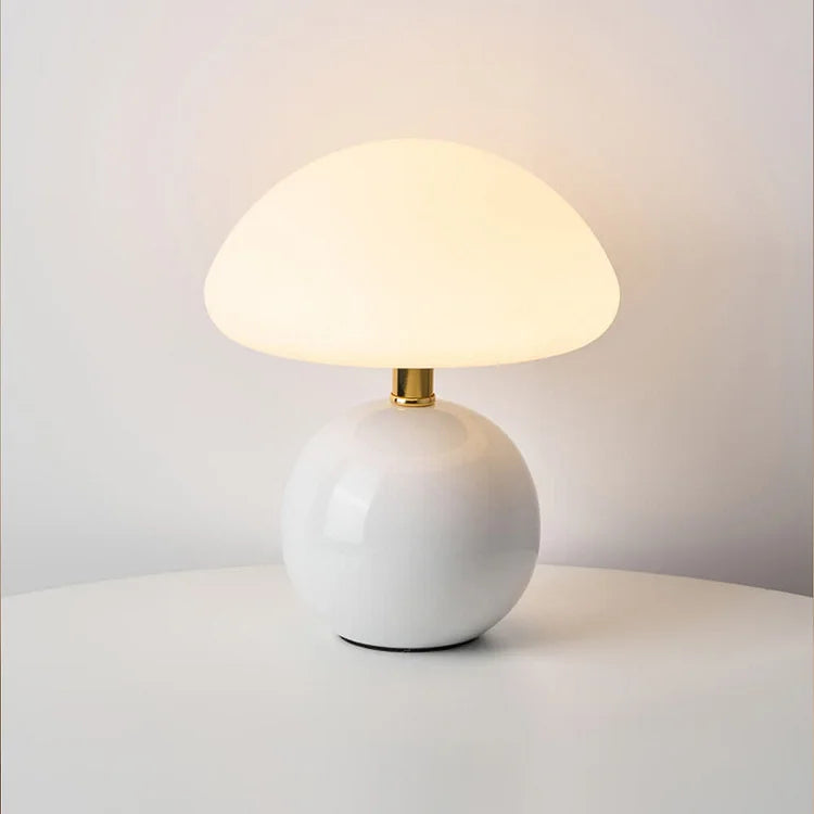 French Cream Ceramic Mushroom Lamp
