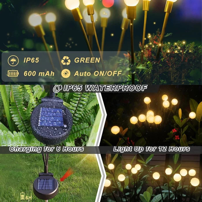 Solar-Powered Firefly Garden Light with Flexible Sway Design