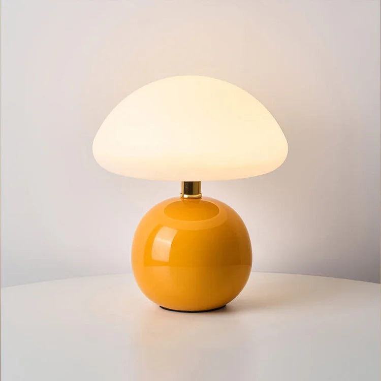 French Cream Mushroom Table Lamp with Adjustable LED Lighting