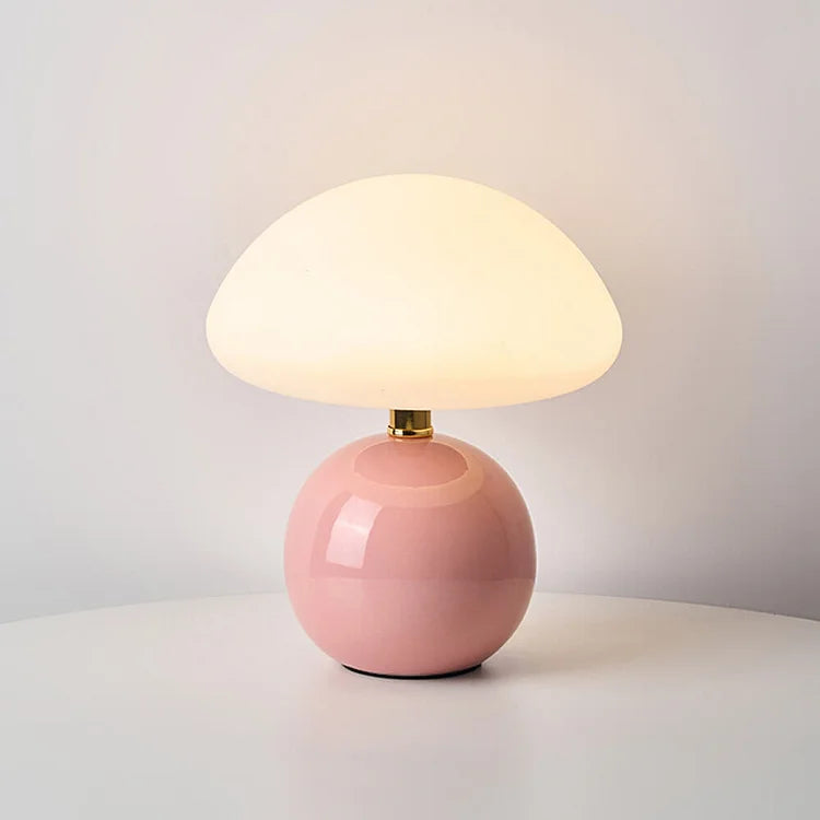 French Cream Mushroom Table Lamp with Adjustable LED Lighting