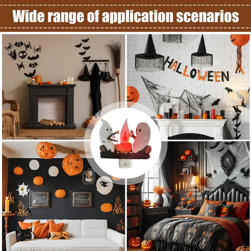 Halloween Ghost Campfire Night Light with Friendly Ghosts
