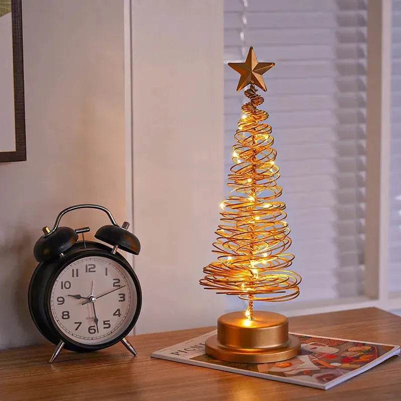 Spiral LED Metal Christmas Tree Night Light Ornament
