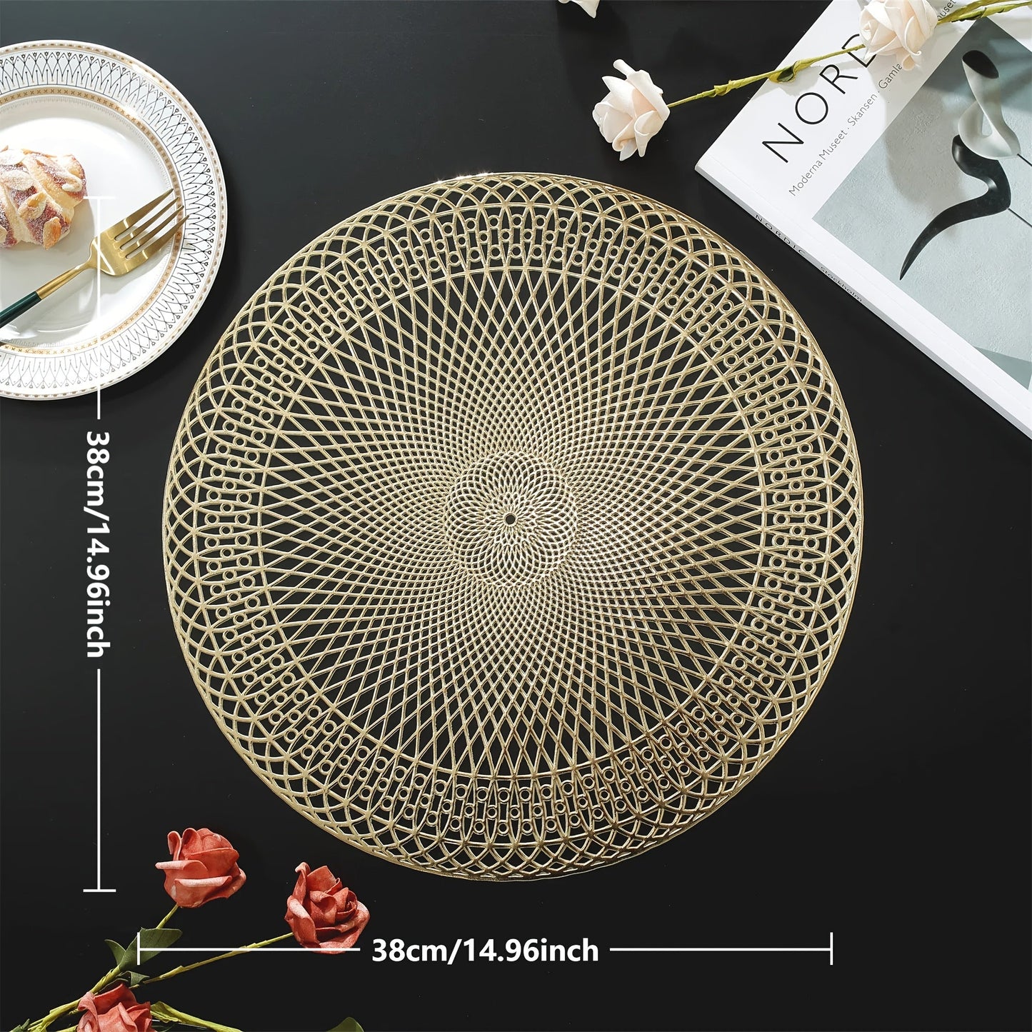 Round Geometric PVC Placemats - Heat-Resistant Elegant Table Mats