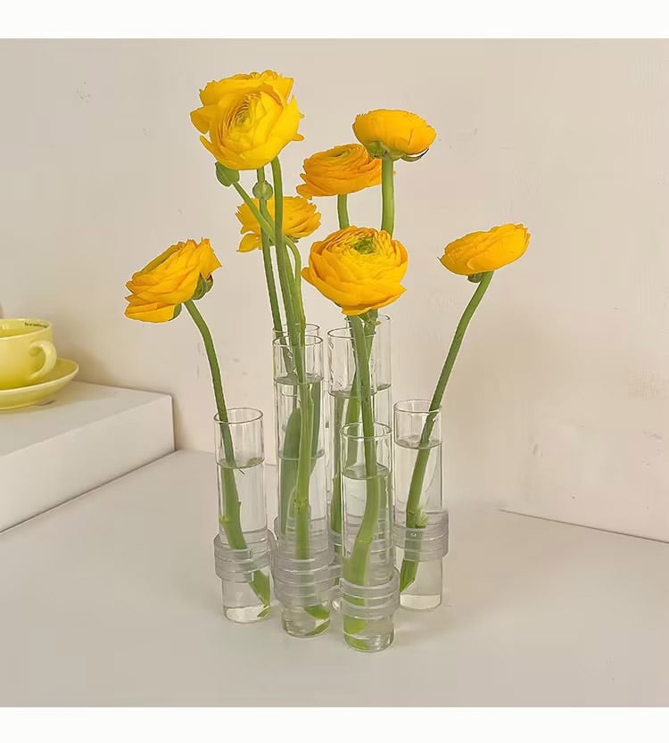 Adjustable Glass Tube Flower Vase with Hinges